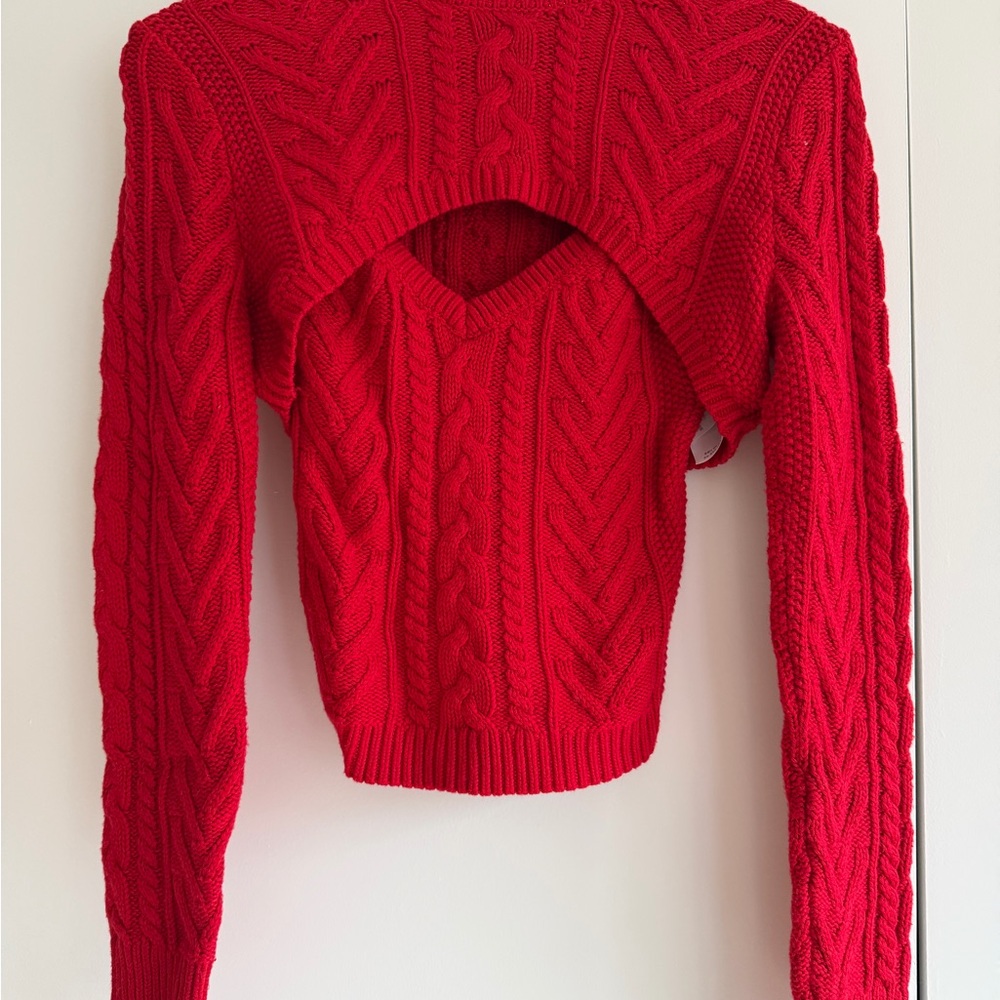 Red Cable-Knit Women's Sweater 2 Piece Set